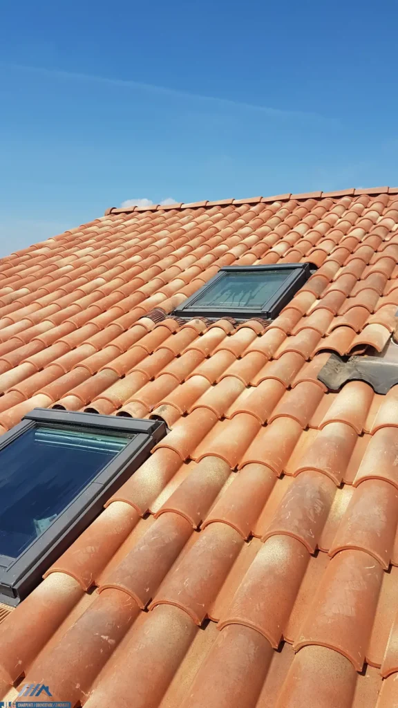 Artisan charpentier couvreur couverture tuiles avec vélux